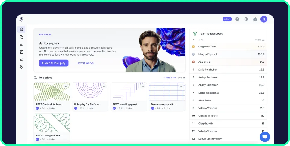 Pitchmonster AI Role Play Dashboard
