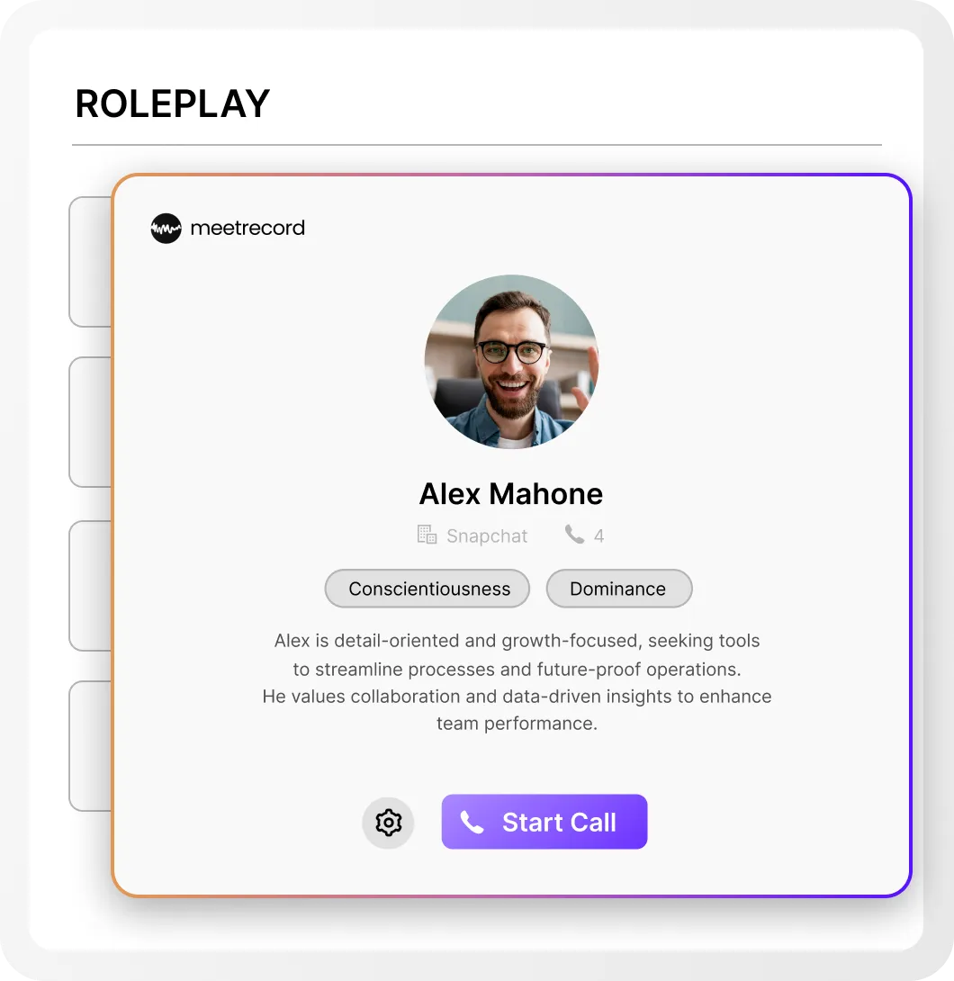 meetrecord offers advanced ai sales role play features