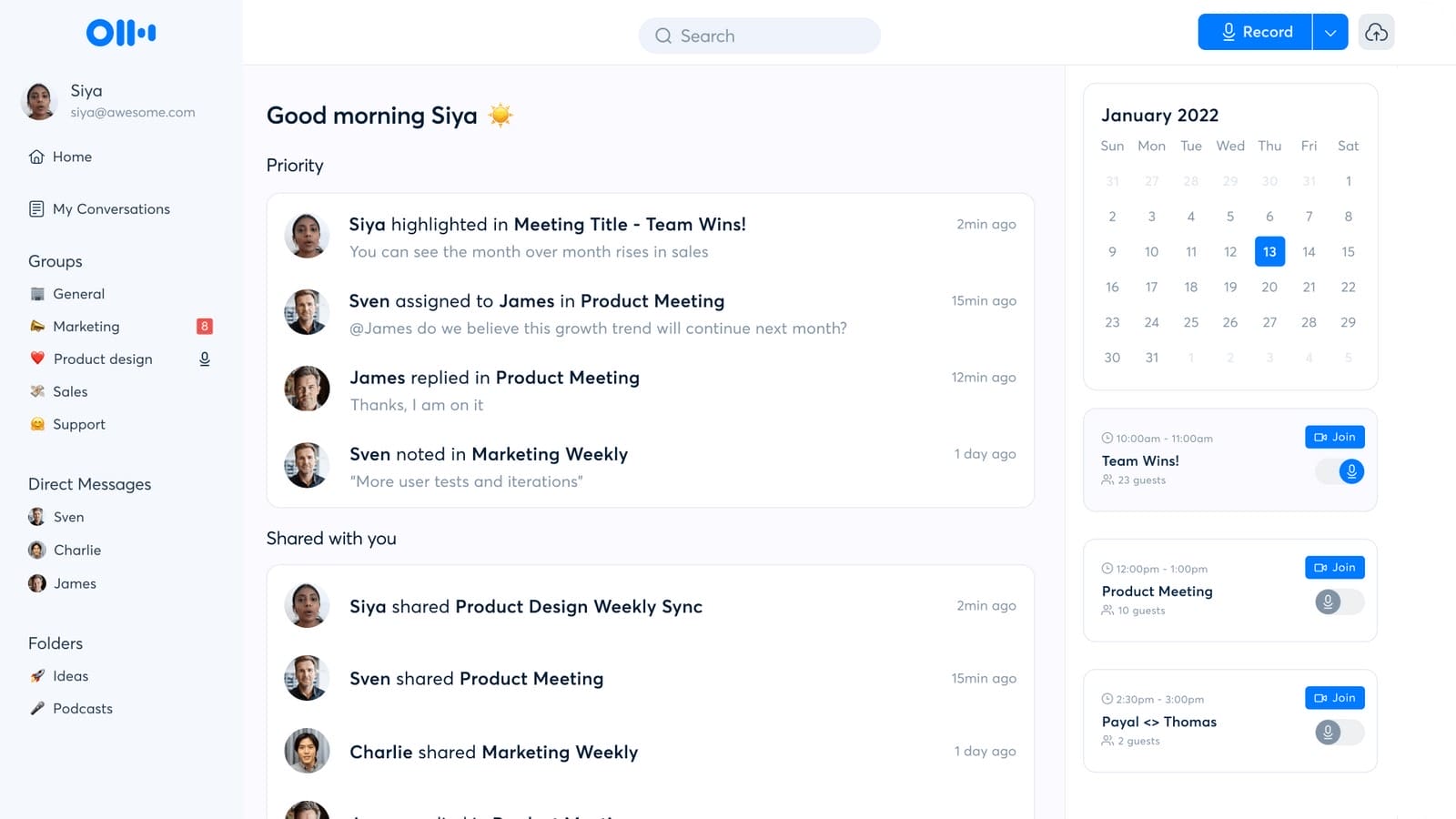 Otter AI Dashboard
