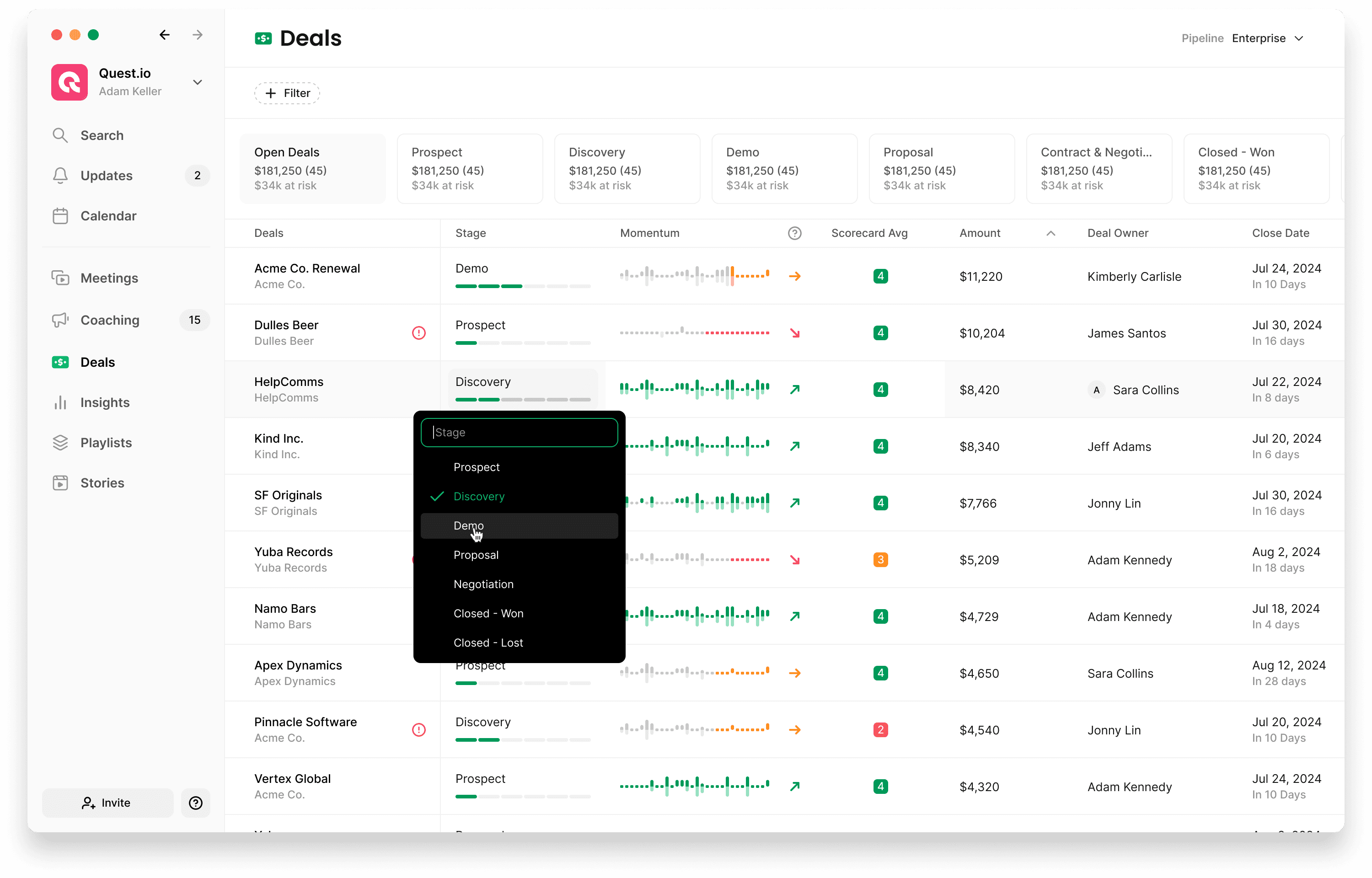 Grain AI meeting summary dashboard