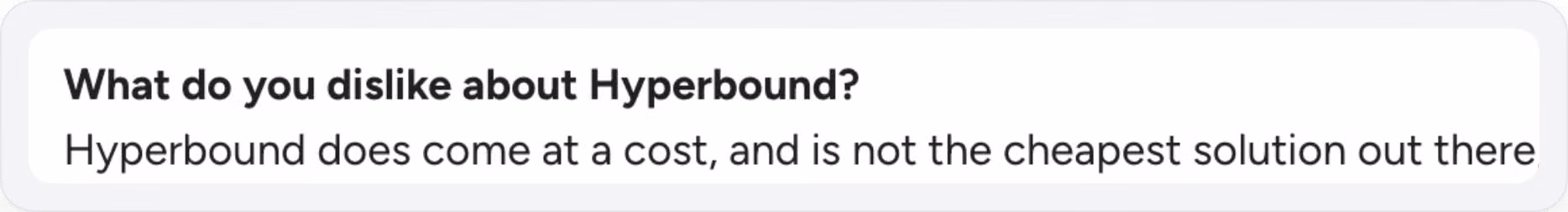 Customer feedback discussing limitations and issues with Hyperbound AI roleplay tool