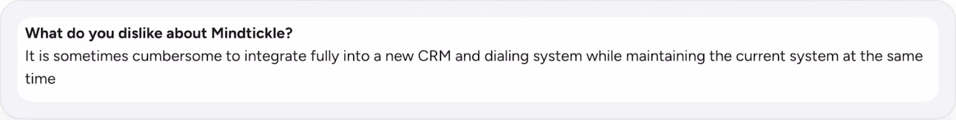User review highlighting concerns with Mindtickle sales enablement platform navigation