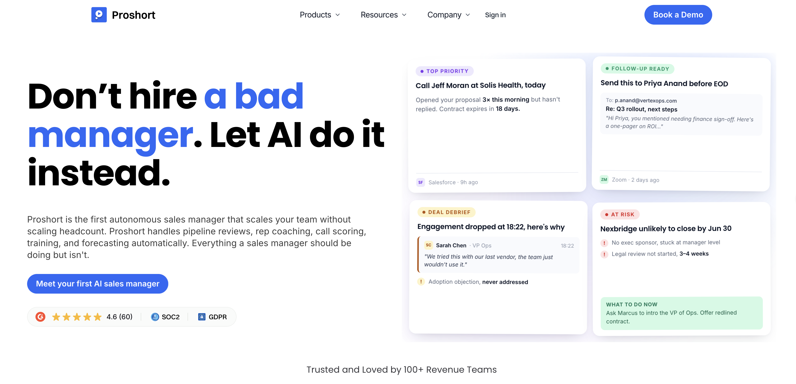 Proshort AI sales execution platform