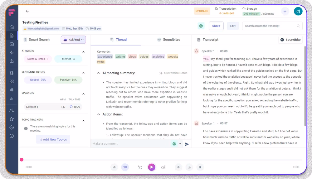 Fireflies AI meeting transcription