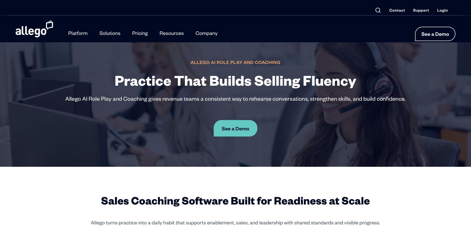 Allego AI Role Play feature page