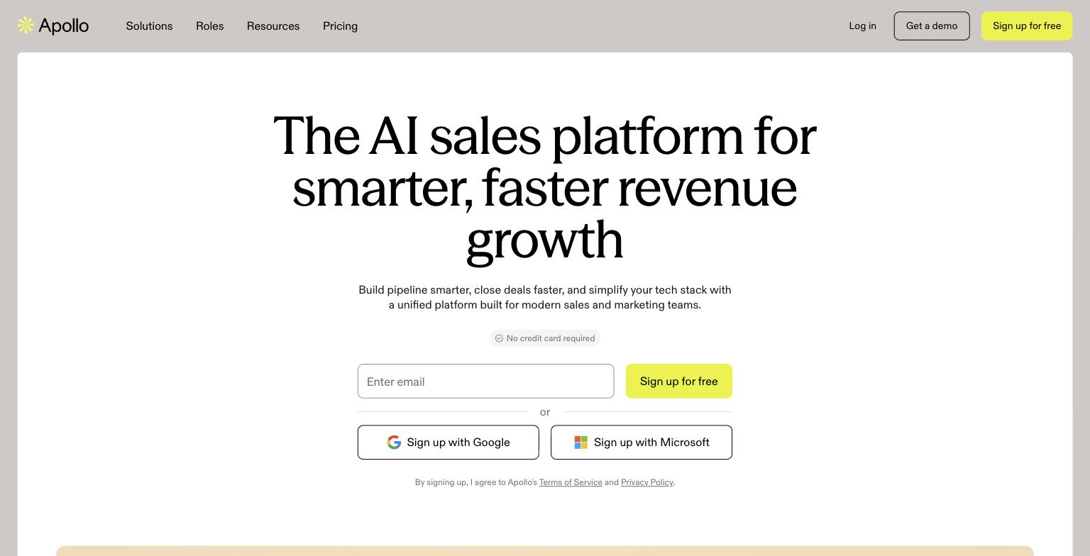 Apollo.io homepage