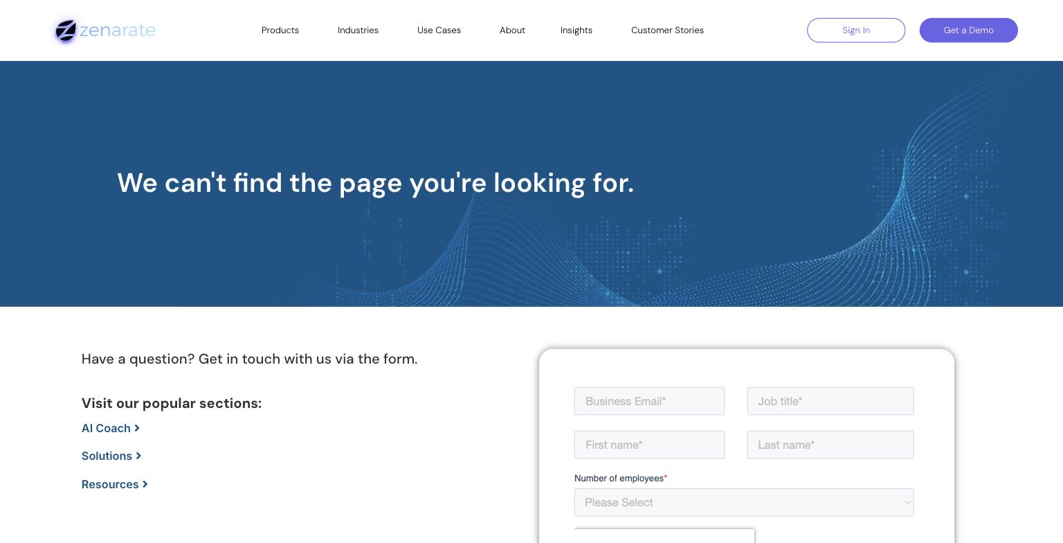 Zenarate pricing page leading to no working page
