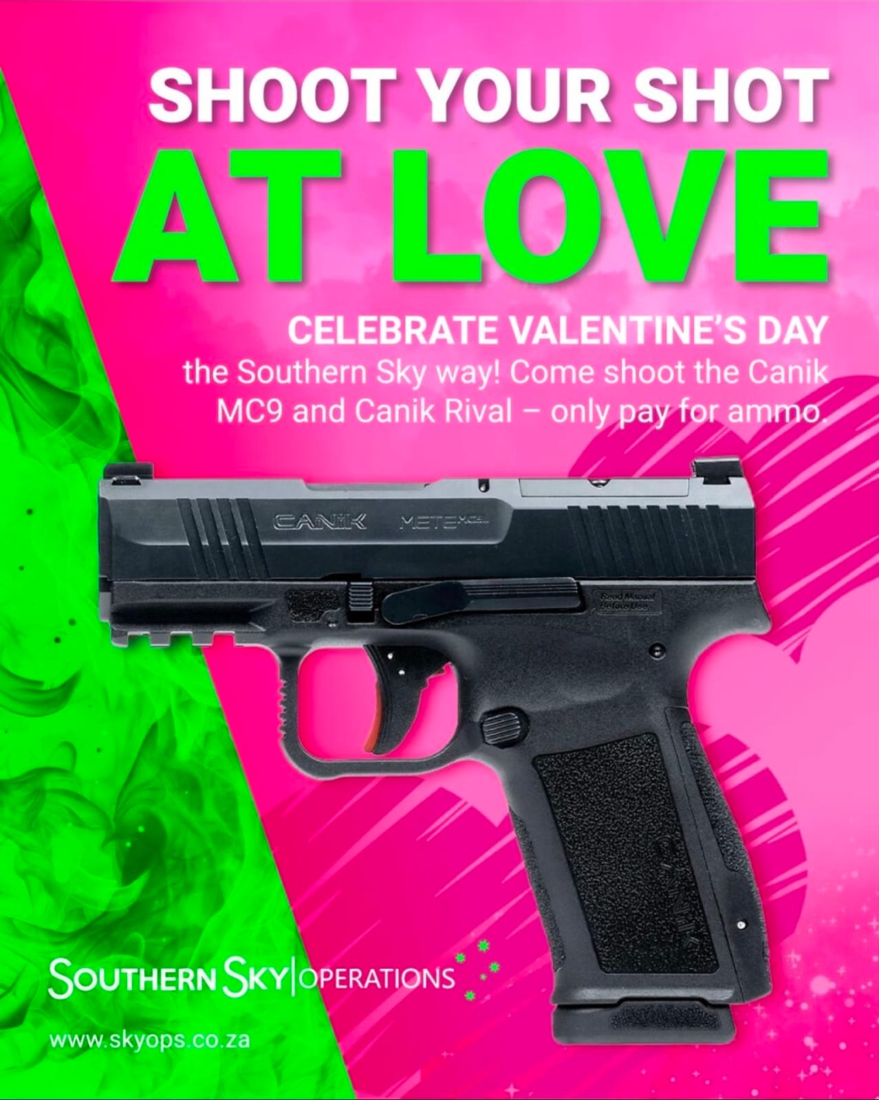 Advertisement for Primary Arms red dot sight with text 'They've Landed' announcing availability at Southern Sky Operations.