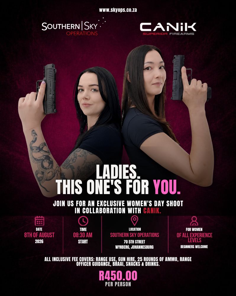 Advertisement for Primary Arms red dot sight with text 'They've Landed' announcing availability at Southern Sky Operations.
