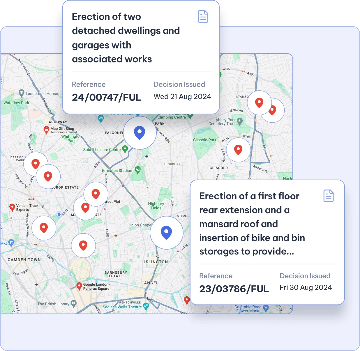 A local map of building leads in the UK