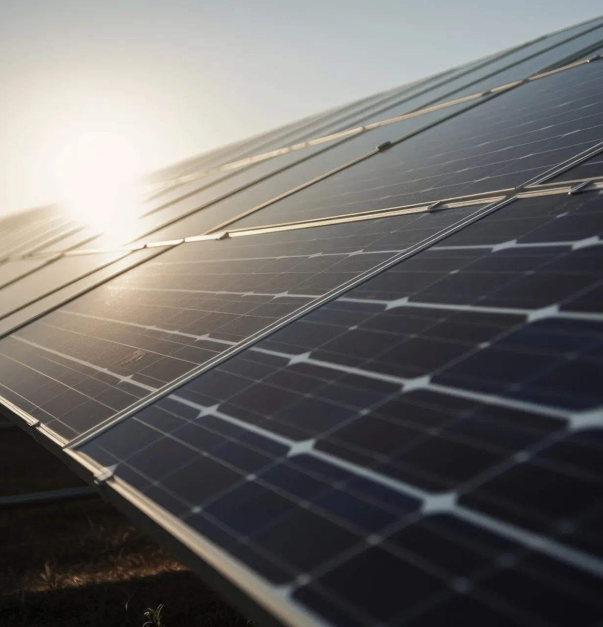 a solar panel with the sun shining behind it