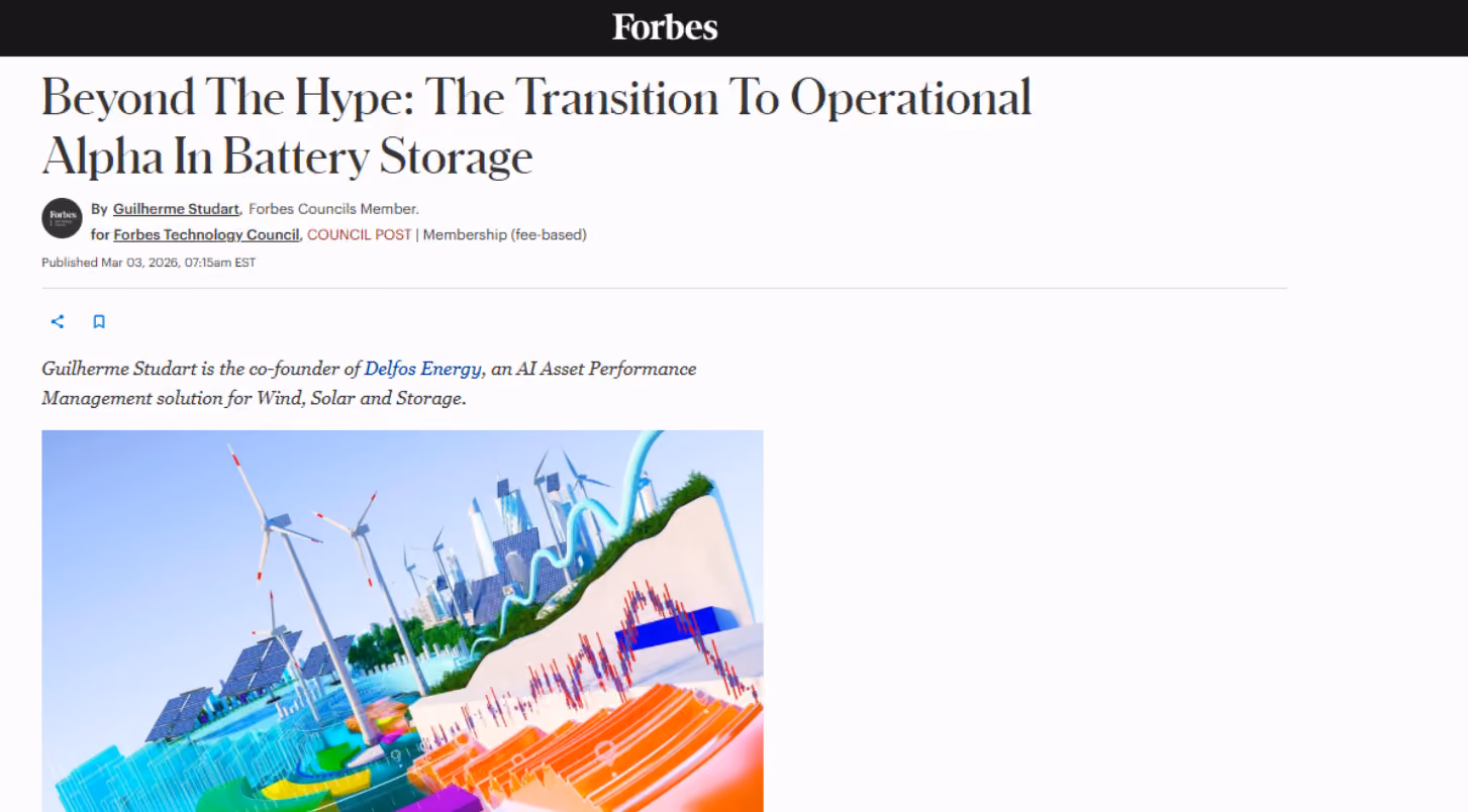 Article titled 'Beyond The Hype: Transition To Operational Alpha In Battery Storage' on Forbes website.