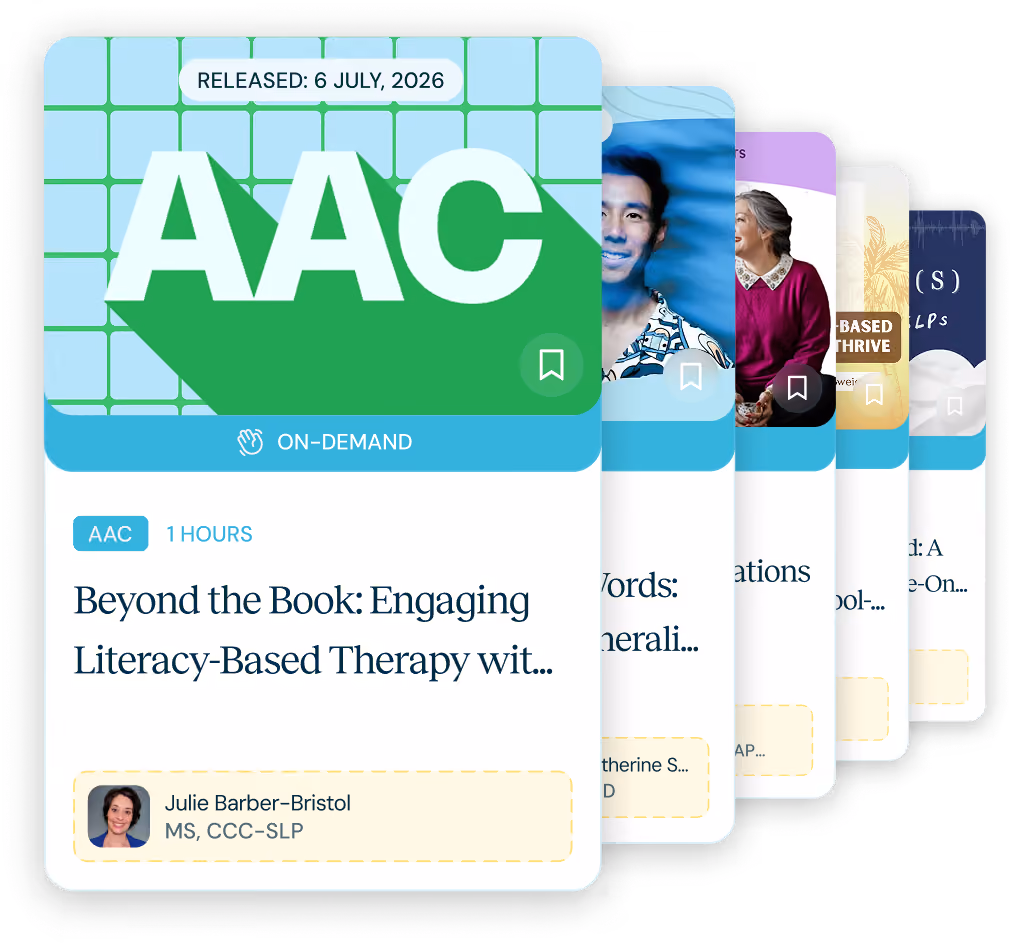 Promotional cards for 28 new courses including Cognitive Communication Disorders seminar on supporting recovery and self-advocacy after brain injury with four instructors shown.