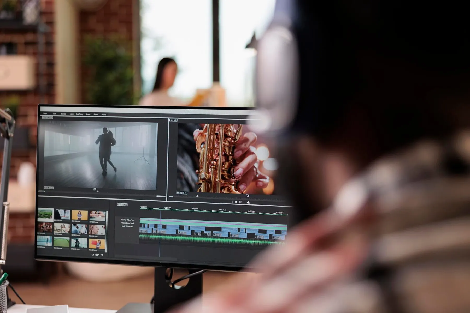 Someone operating video editing platform