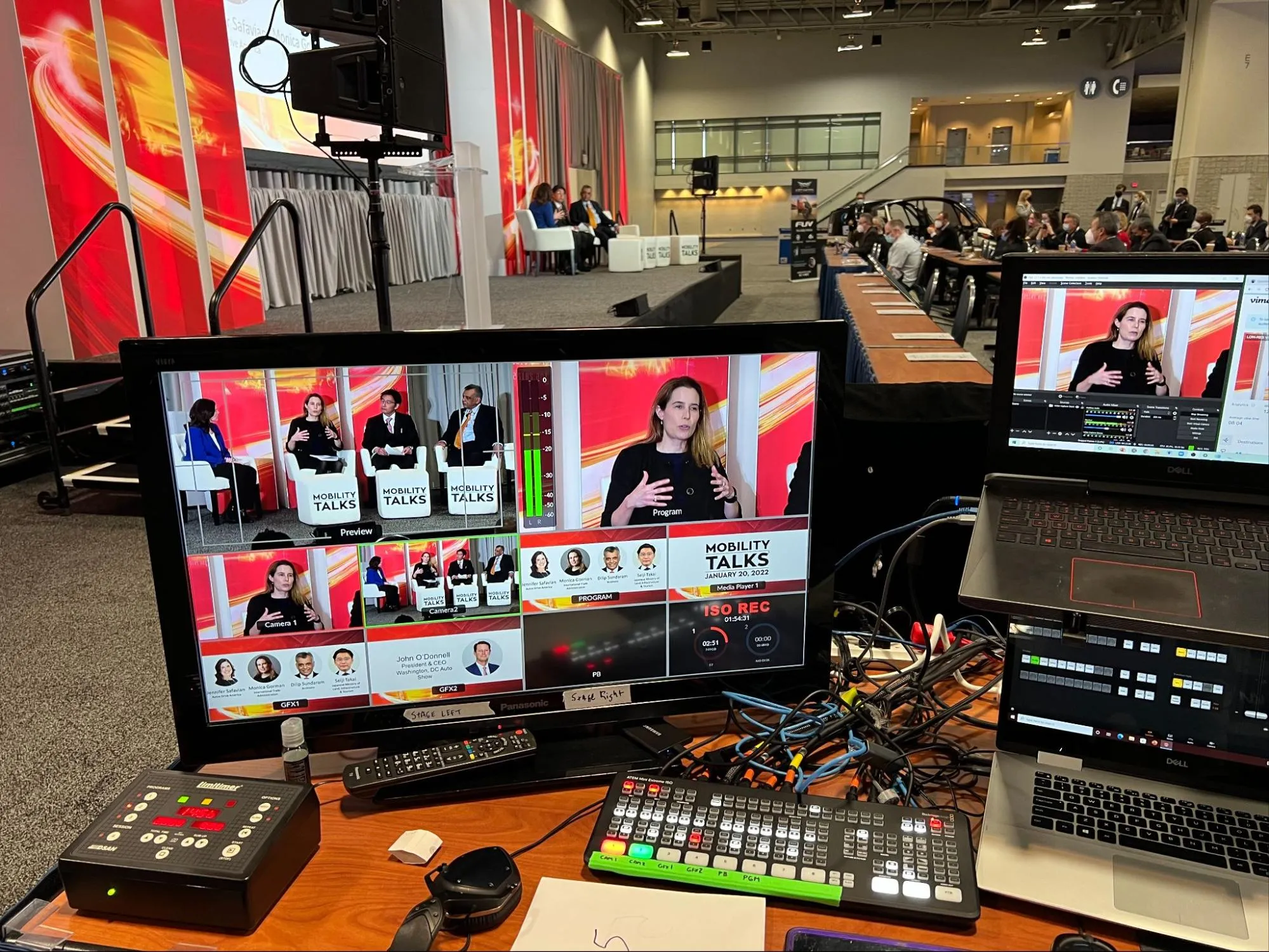 Control center for the recording of a panel