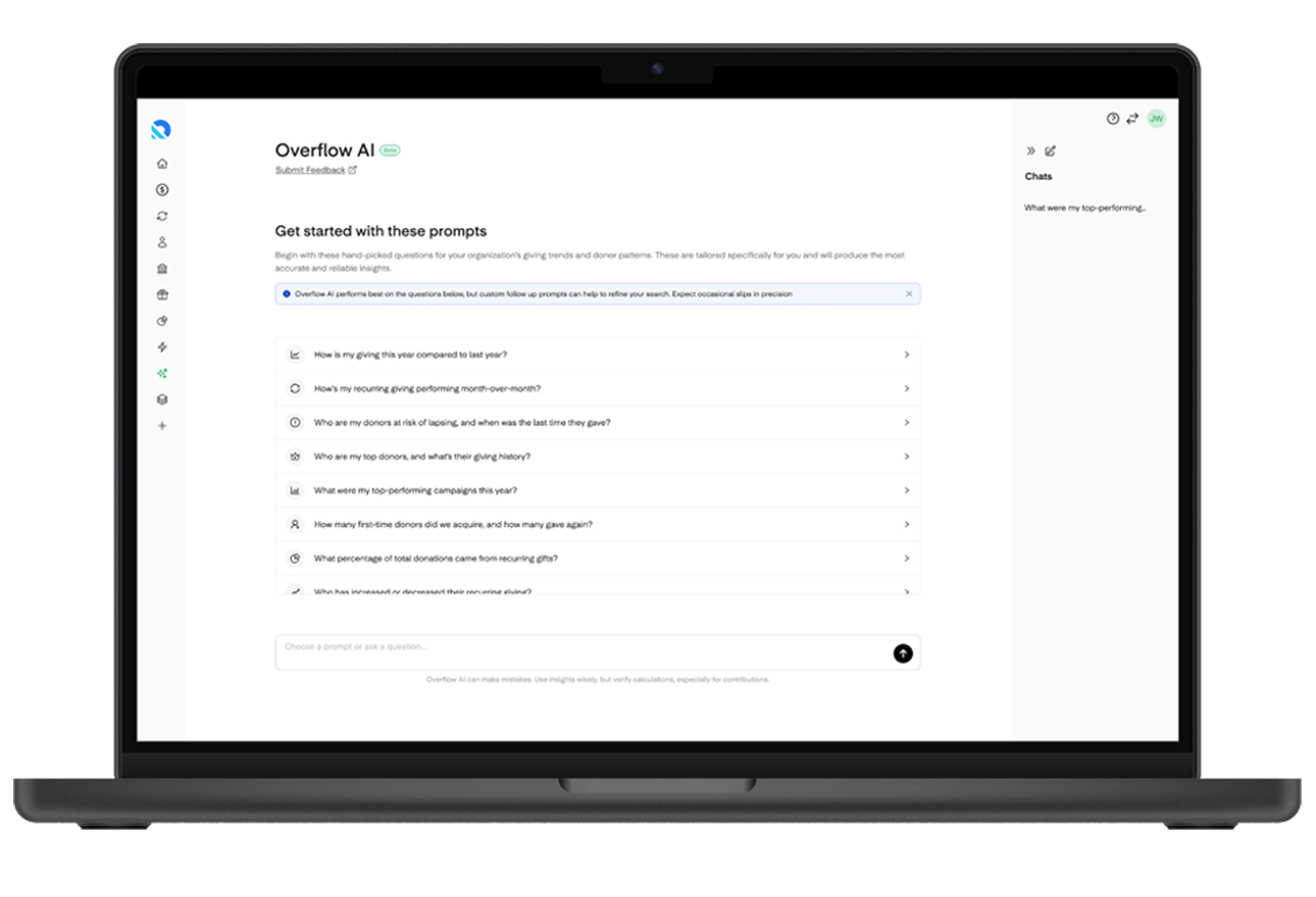 Device with Overflow AI dashboard on the screen