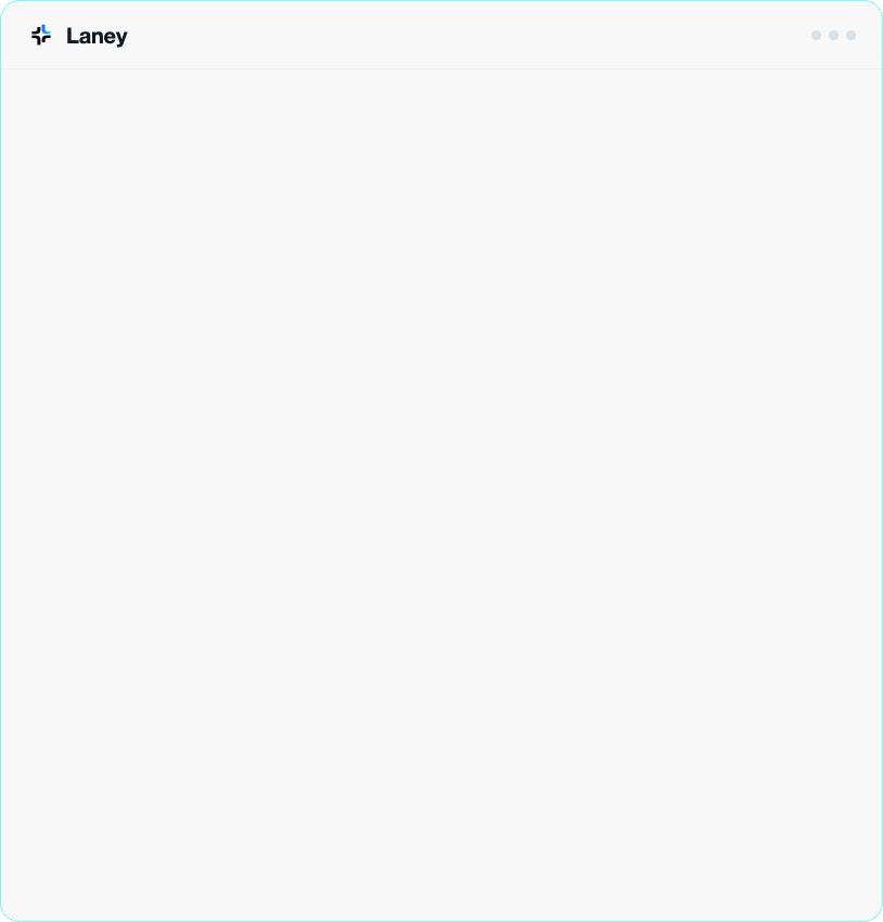 Blank white interface panel with rounded corners, labeled 'Laney' at the top left corner, without any visible content or graphics.