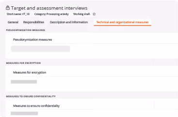 Processing activity in the Data Protection App in Aeneis