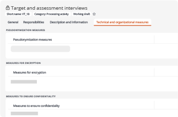 Processing activity in the Data Protection App in Aeneis