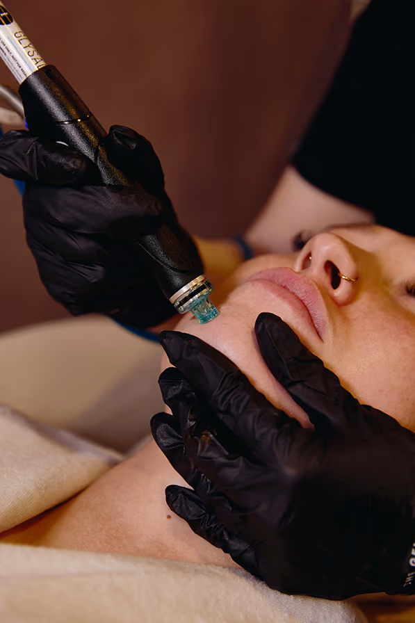 Hydrafacial treatment on a client’s face at TGB Spa Brighton