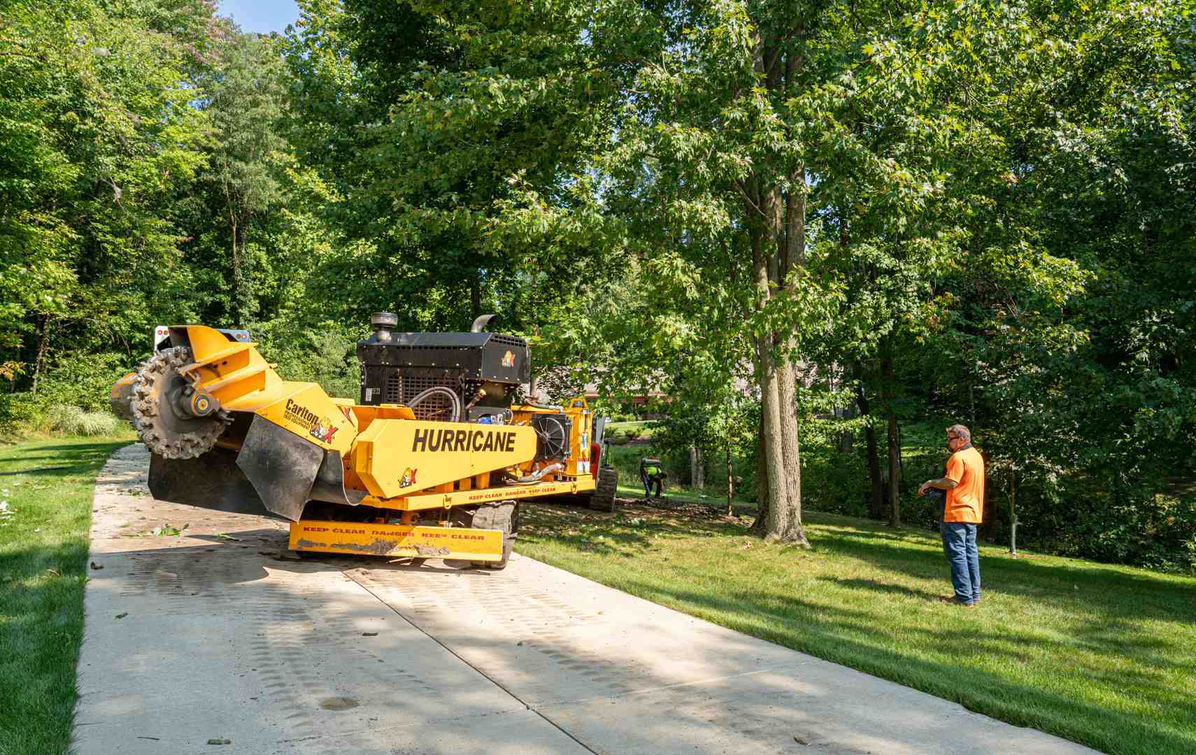 Stump grinder at work - tree removal gates mills