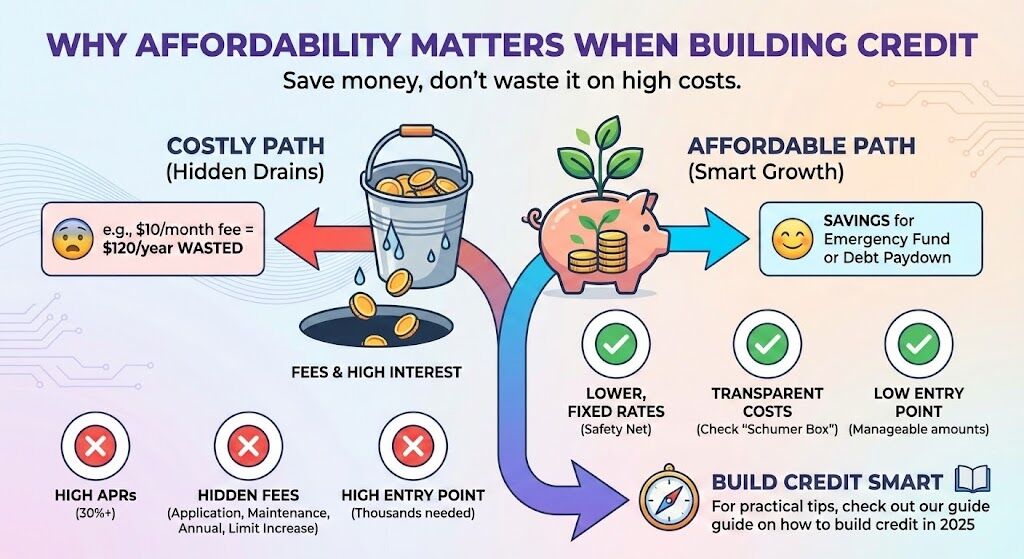 Why Affordability Matters When Building Credit Infographic | Cheers.Credit