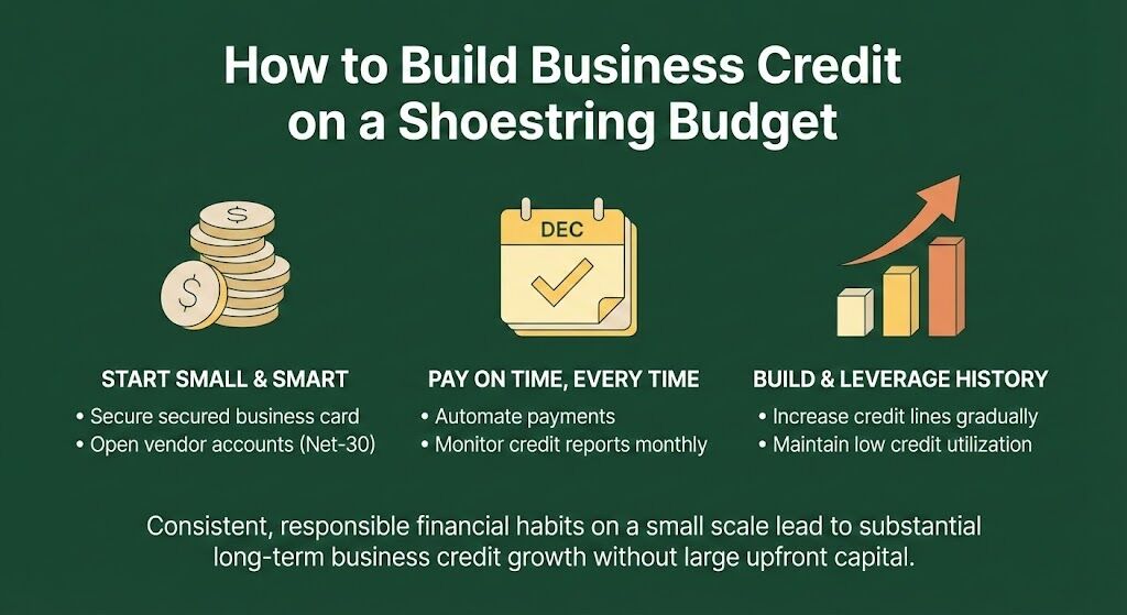 How to Build Business Credit on a Shoestring Budget Infographic | Cheers.Credit