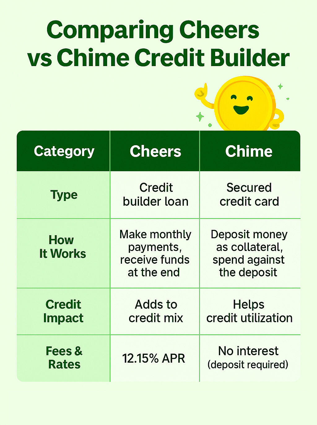 Cheers vs Chime Credit Builder Infographic | Cheers.Credit