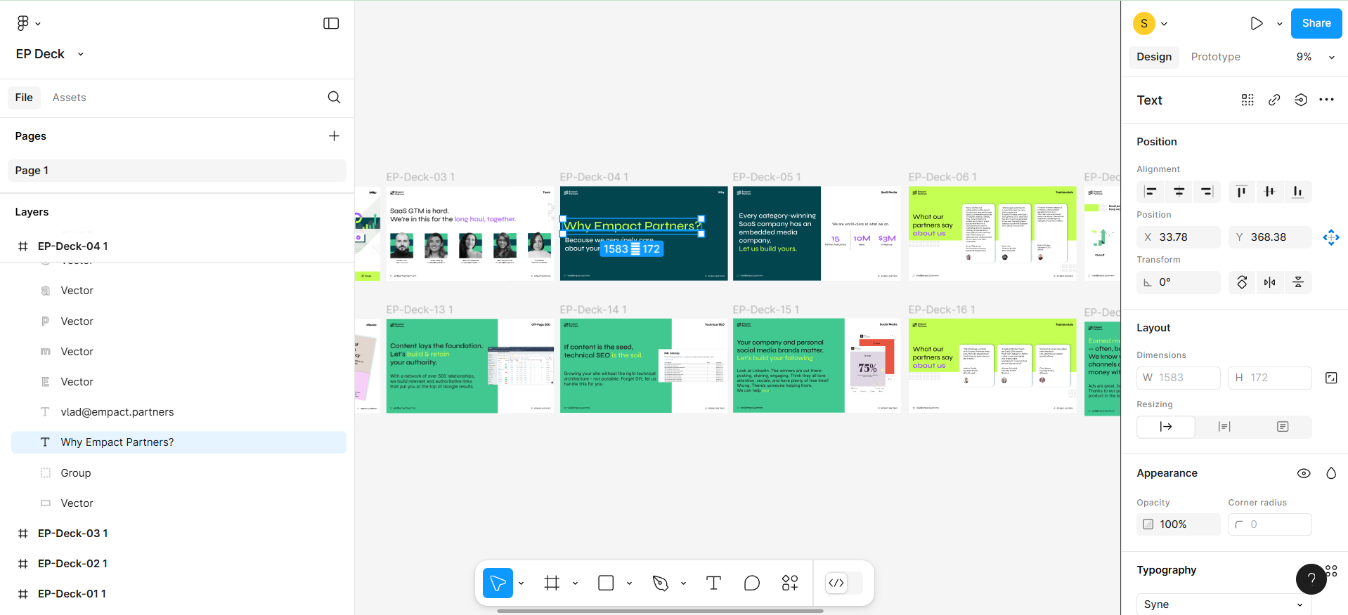 Figma interface Empact Partners