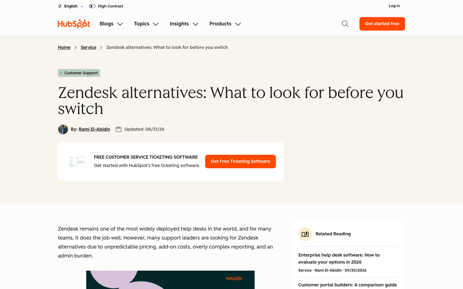 HubSpot’s blog post “Zendesk alternatives: What to look for before you switch,” listing unpredictable pricing, add-on costs, complex reporting, and admin burden as reasons support leaders leave Zendesk.