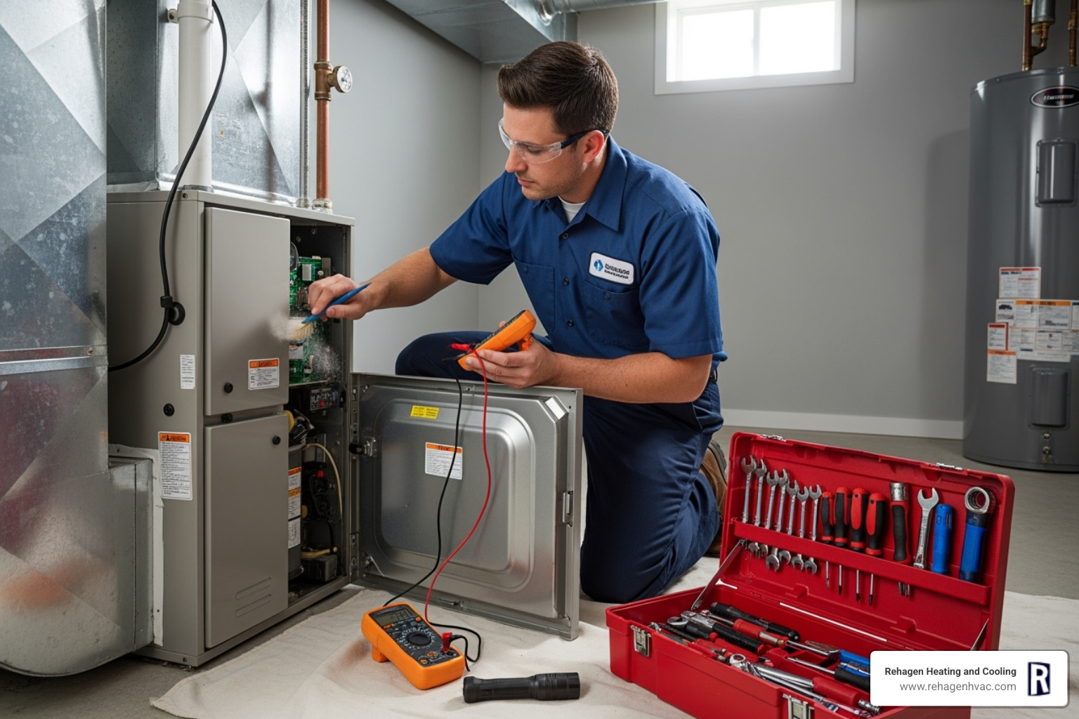 technician performing routine furnace maintenance - emergency furnace repair jefferson city technician performing routine furnace maintenance - emergency furnace repair jefferson city