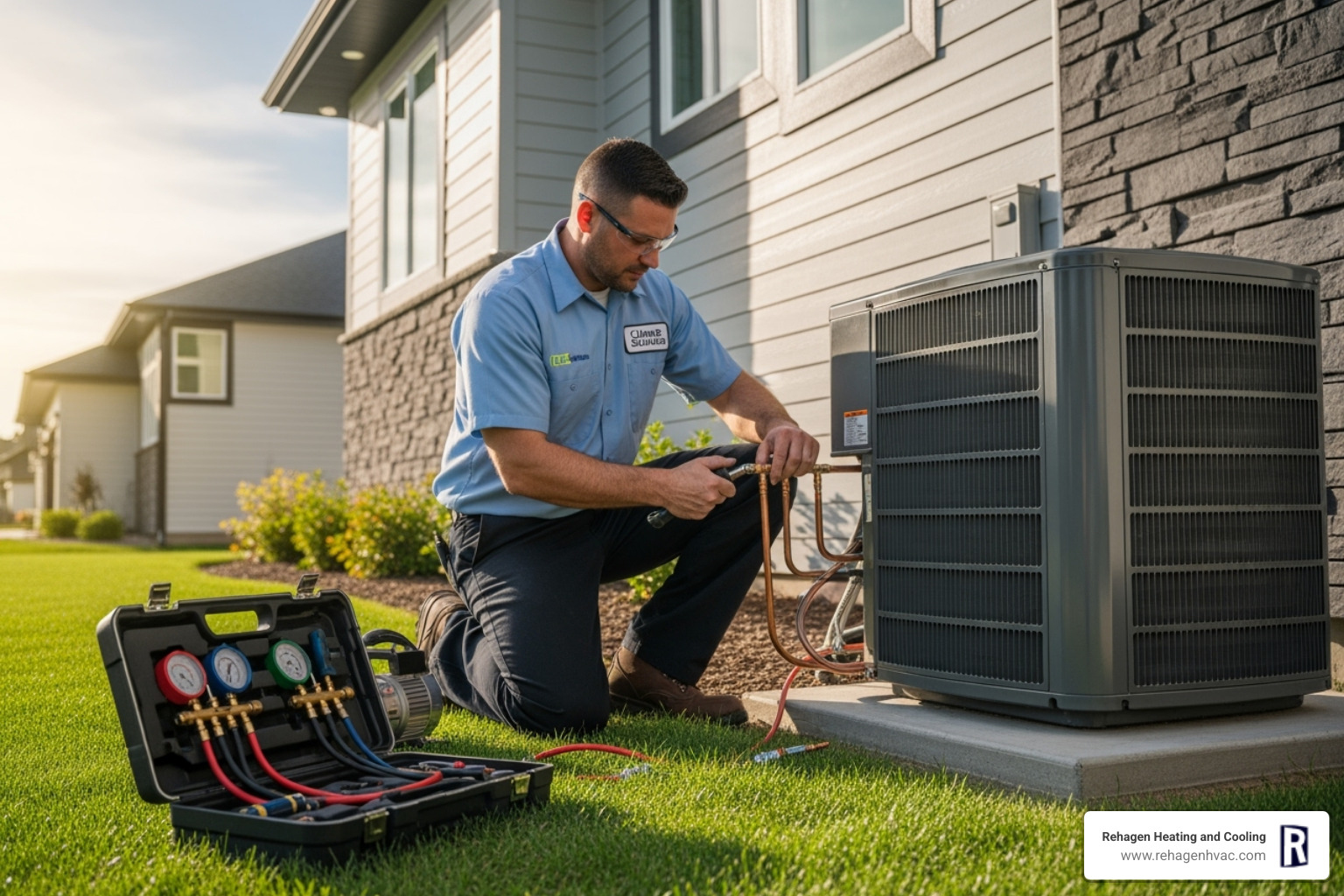 certified technician installing AC unit - ac installation westphalia certified technician installing AC unit - ac installation westphalia
