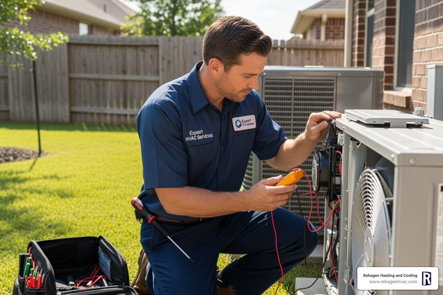 Technician performing routine maintenance on an HVAC unit, highlighting the importance of regular check-ups - emergency hvac westphalia