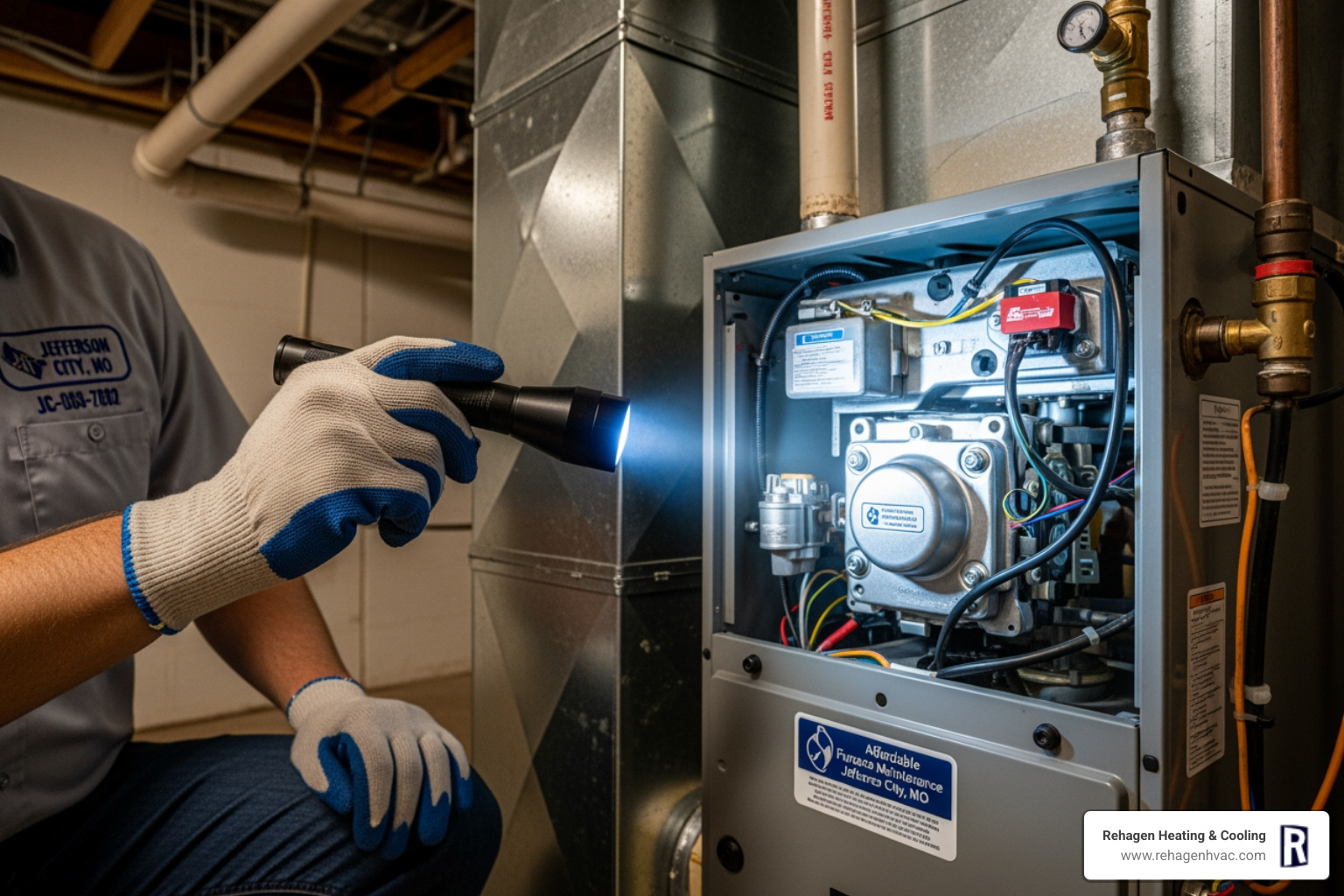 infographic showing annual furnace maintenance benefits including extended 10-year system lifespan, 15% efficiency improvement, reduced breakdown risk, lower energy bills, improved safety with carbon monoxide checks, and service plan savings of 15% off repairs with no after-hours fees - affordable furnace maintenance in jefferson city, mo infographic showing annual furnace maintenance benefits including extended 10-year system lifespan, 15% efficiency improvement, reduced breakdown risk, lower energy bills, improved safety with carbon monoxide checks, and service plan savings of 15% off repairs with no after-hours fees - affordable furnace maintenance in jefferson city, mo