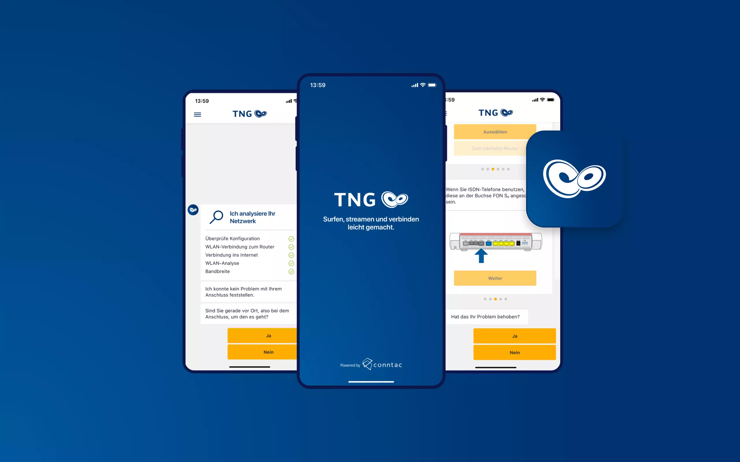 TNG hilft App Screens