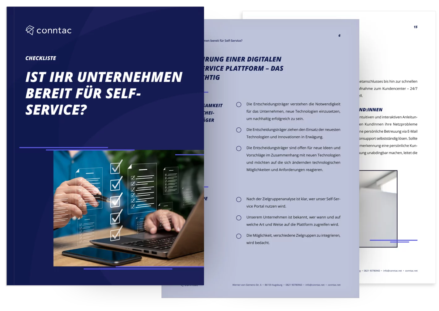 Aufgeklapptes Whitepaper Checkliste - Bereit für Self-Service? 