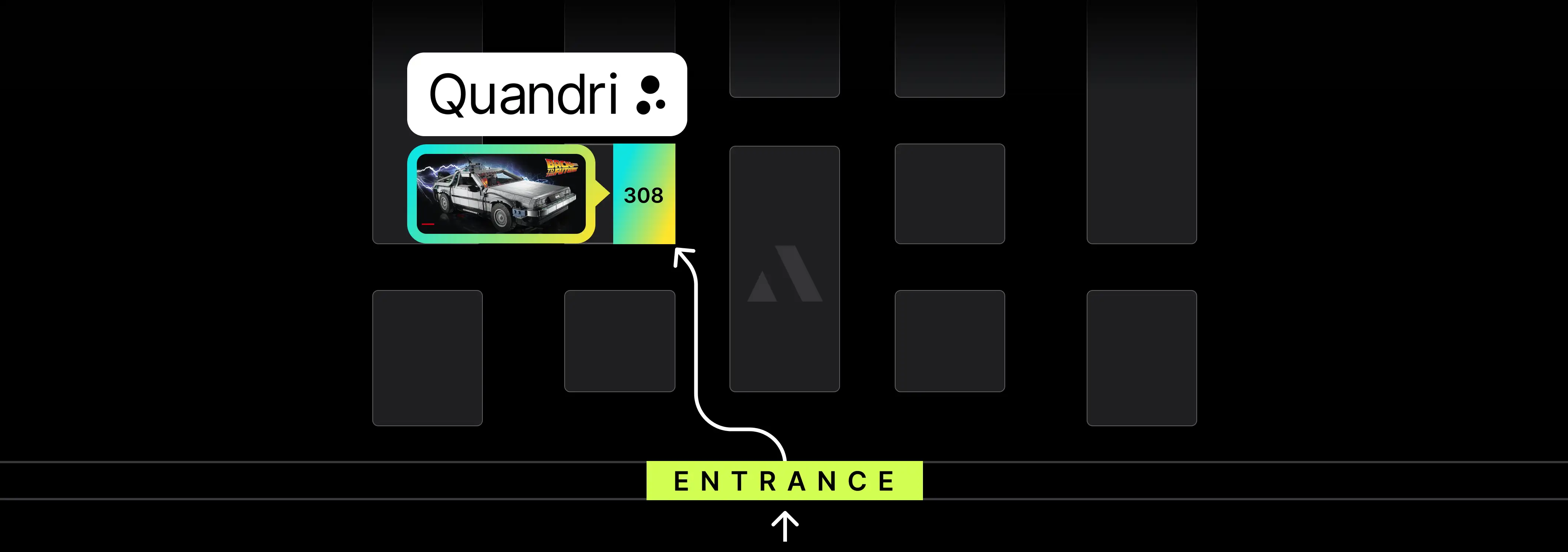 Applied Net 2025 map, showing the Quandri booth 308