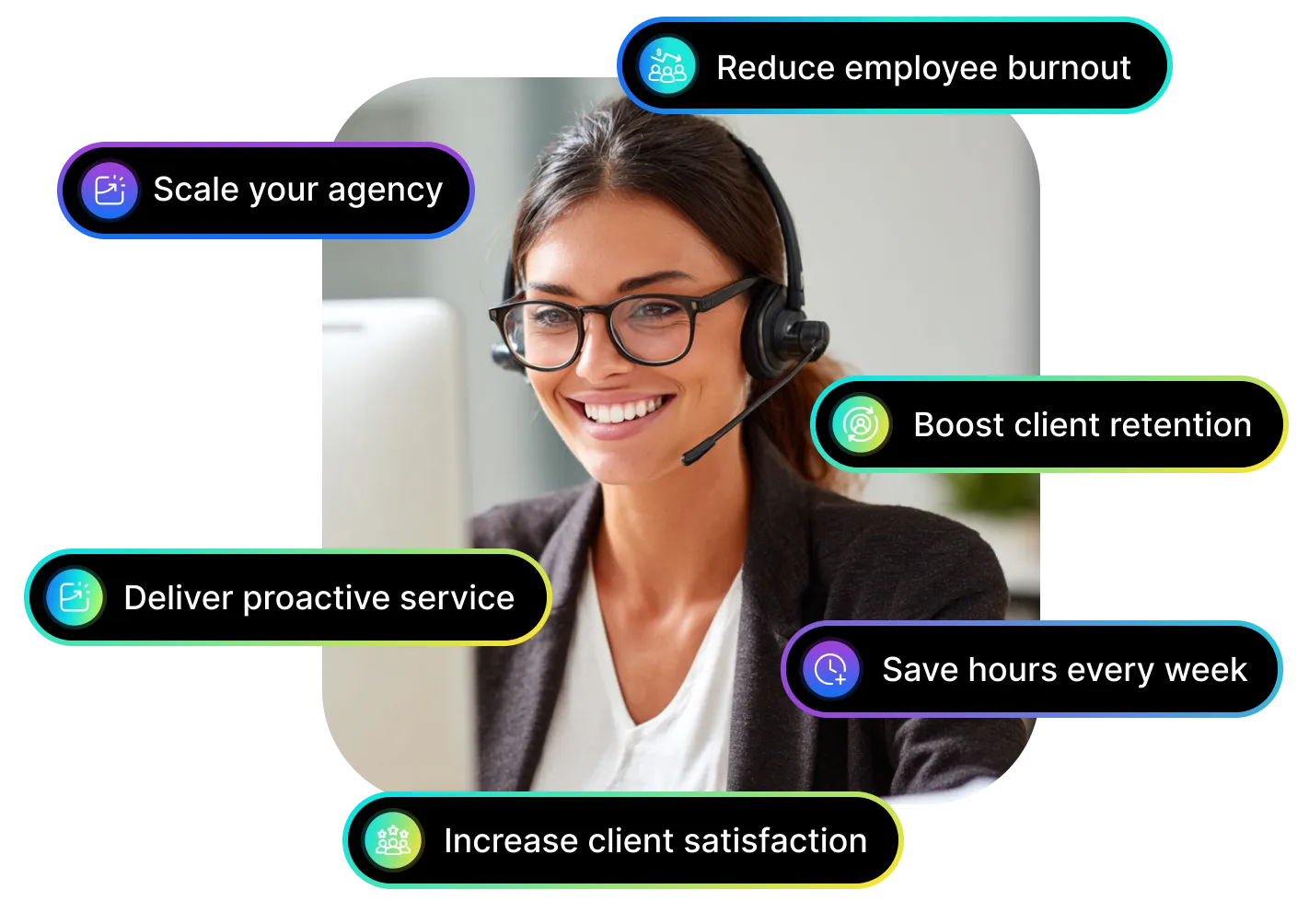 Happy insurance agent wearing headset 