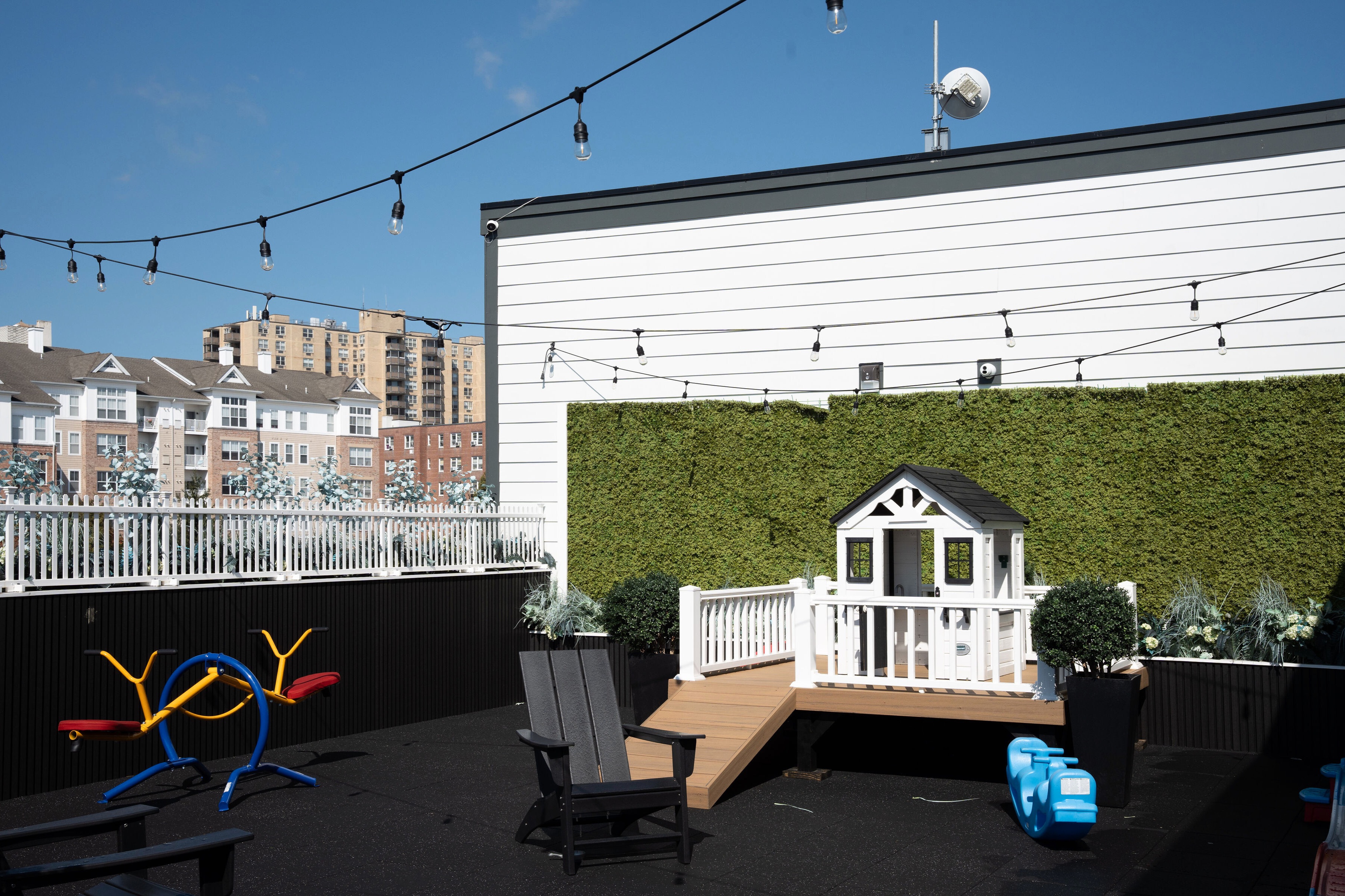 Rooftop children’s play area at The Lafayette Stamford with city views