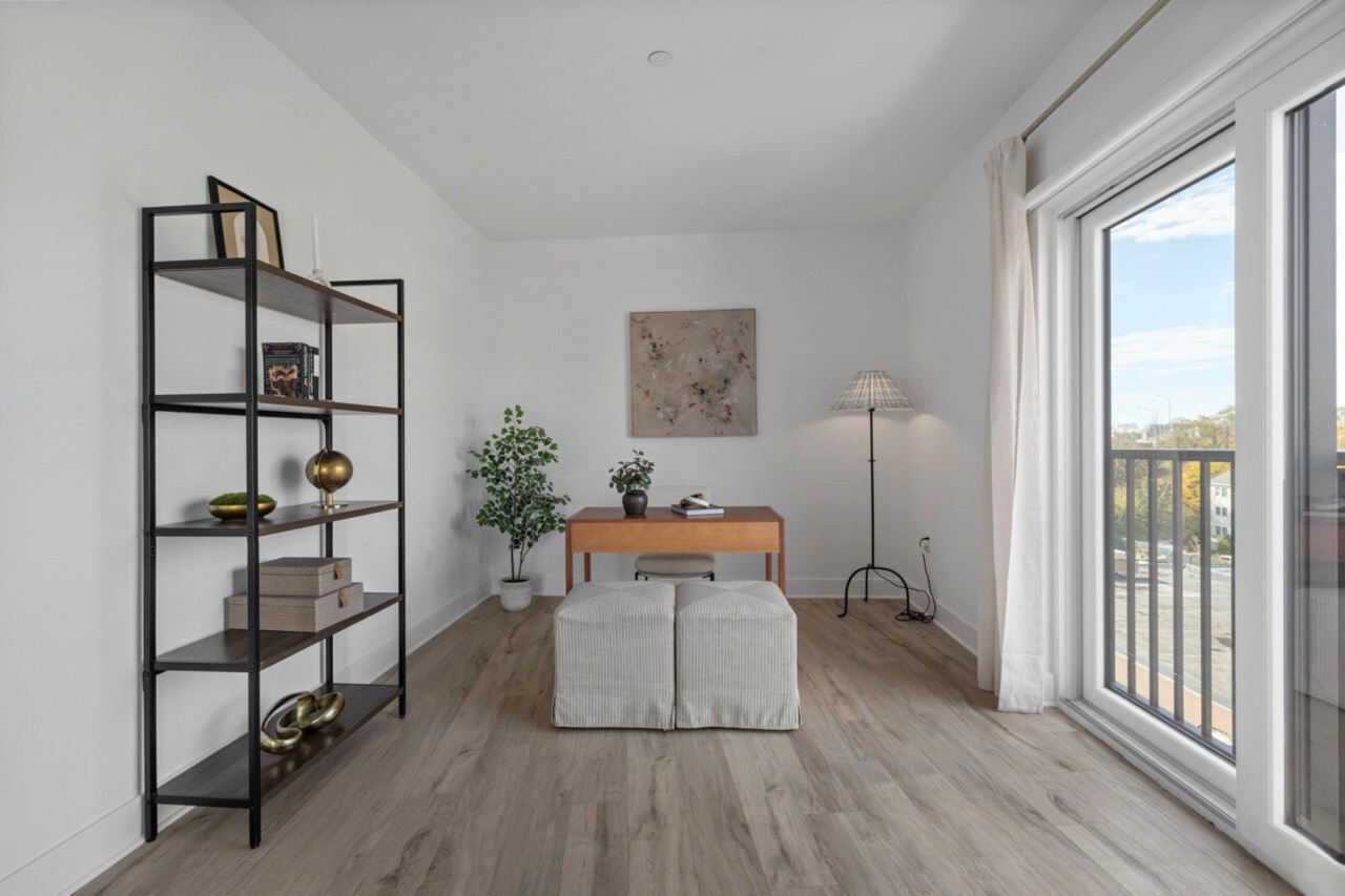 Spacious two bedroom apartment featuring home office setup at The Lafayette Stamford