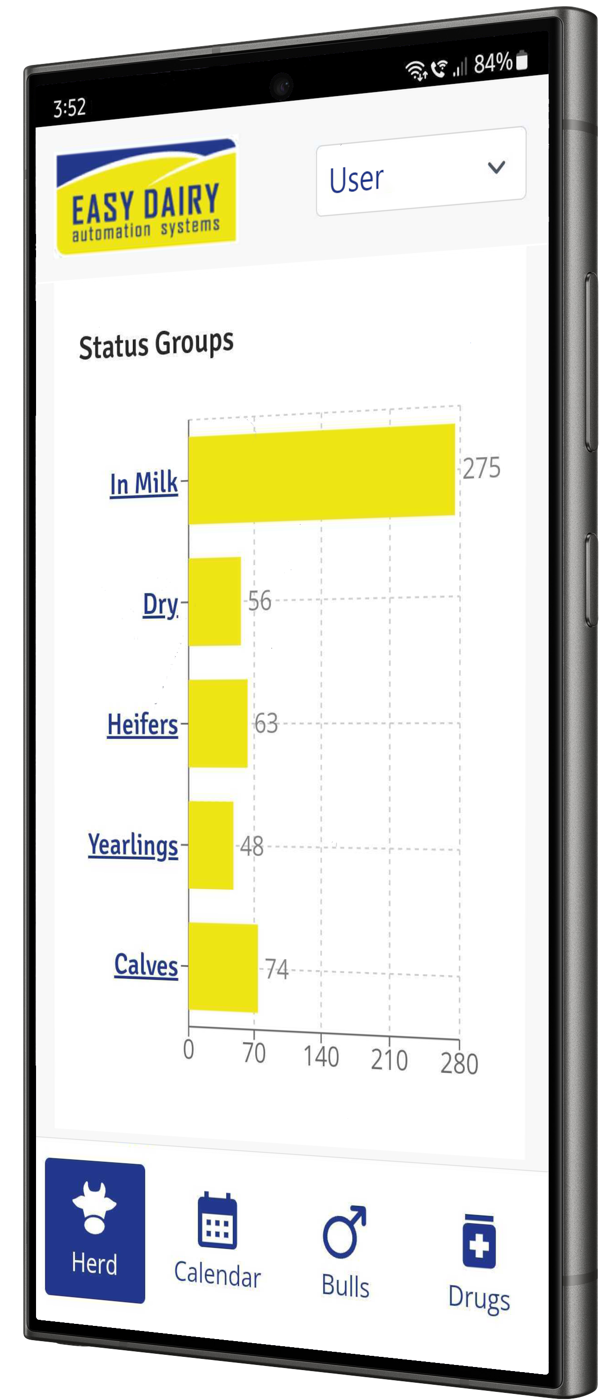 Farmer recording a calving event on the Easy Dairy Live mobile app