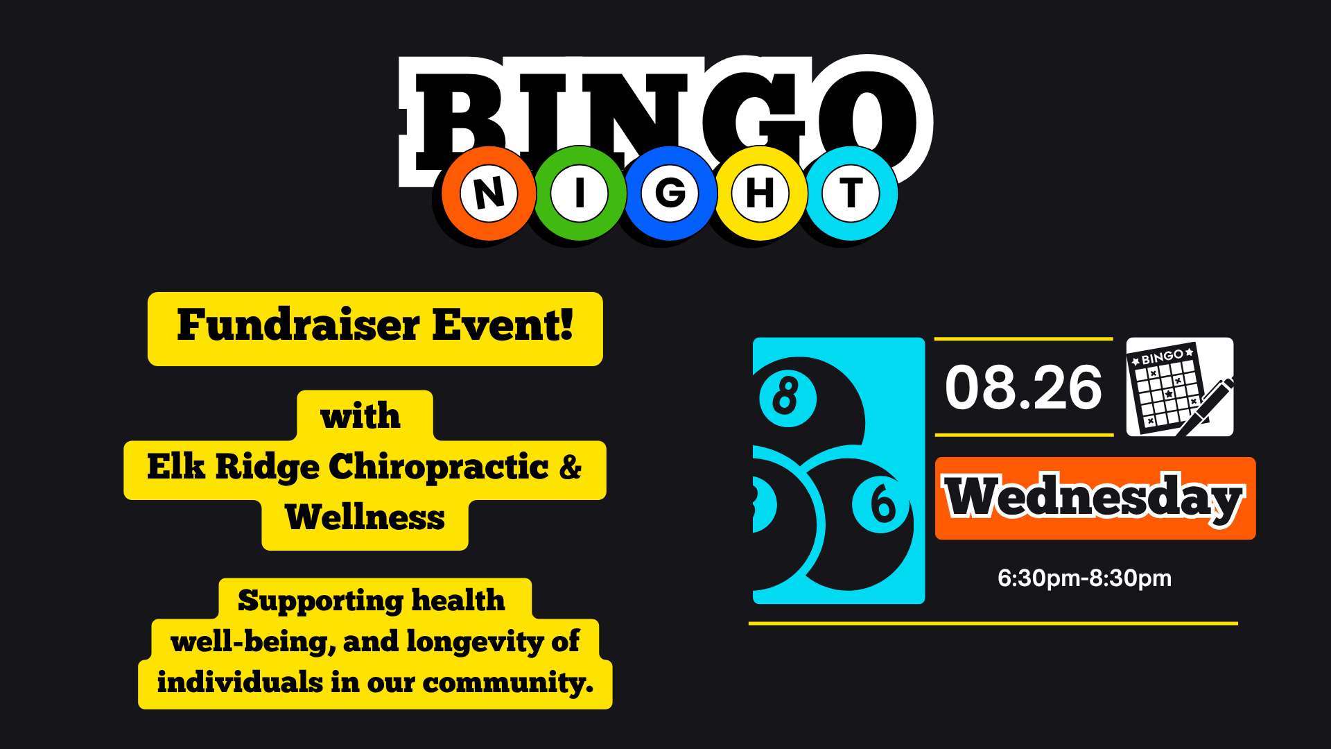 BINGO Fundraiser - Elk Ridge Chiropractic & Wellness