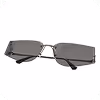 Rectangular black sunglasses with thin metal frames and dark lenses on a white background.