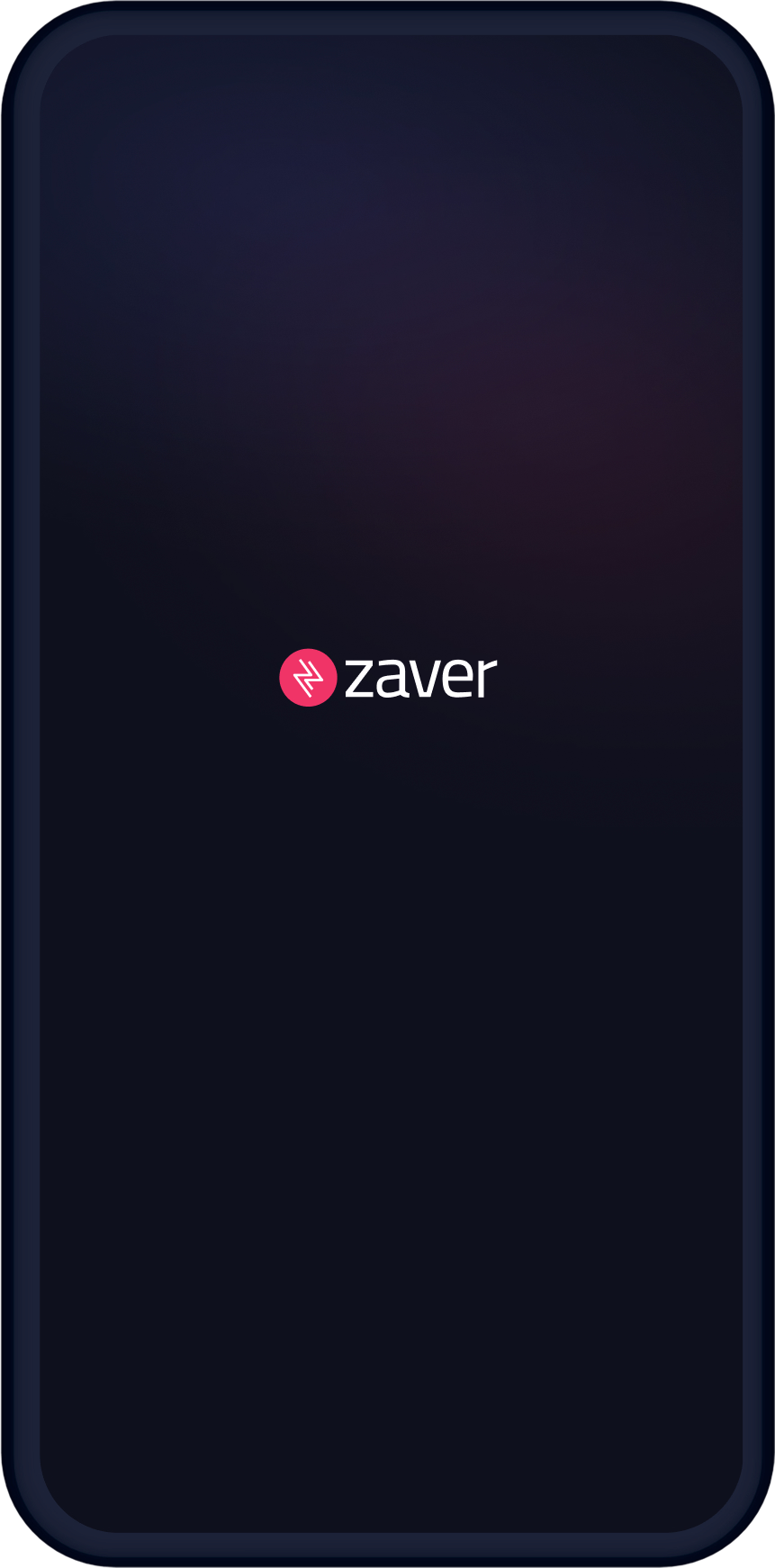 The Zaver logo is shown on a phone screen with a colorful, gradient background.