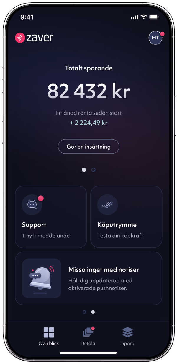 Smartphone mockup showing Zaver app start screen
