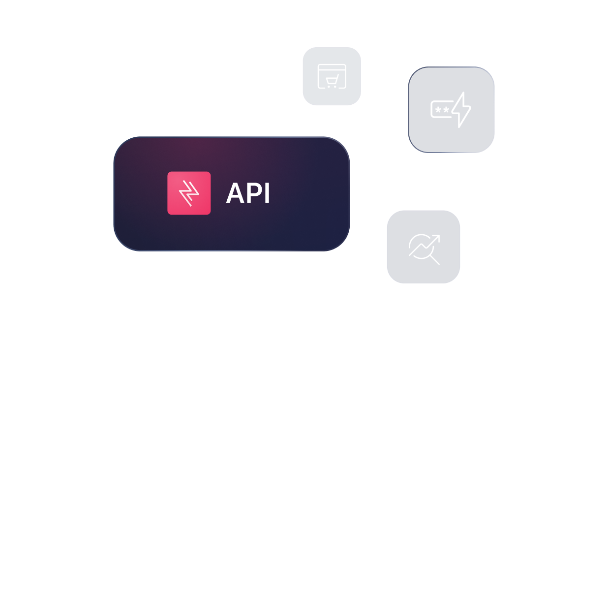 Illustration showing Shopify, WooCommerce, and Shopware logos with a plus icon indicating more integrations.