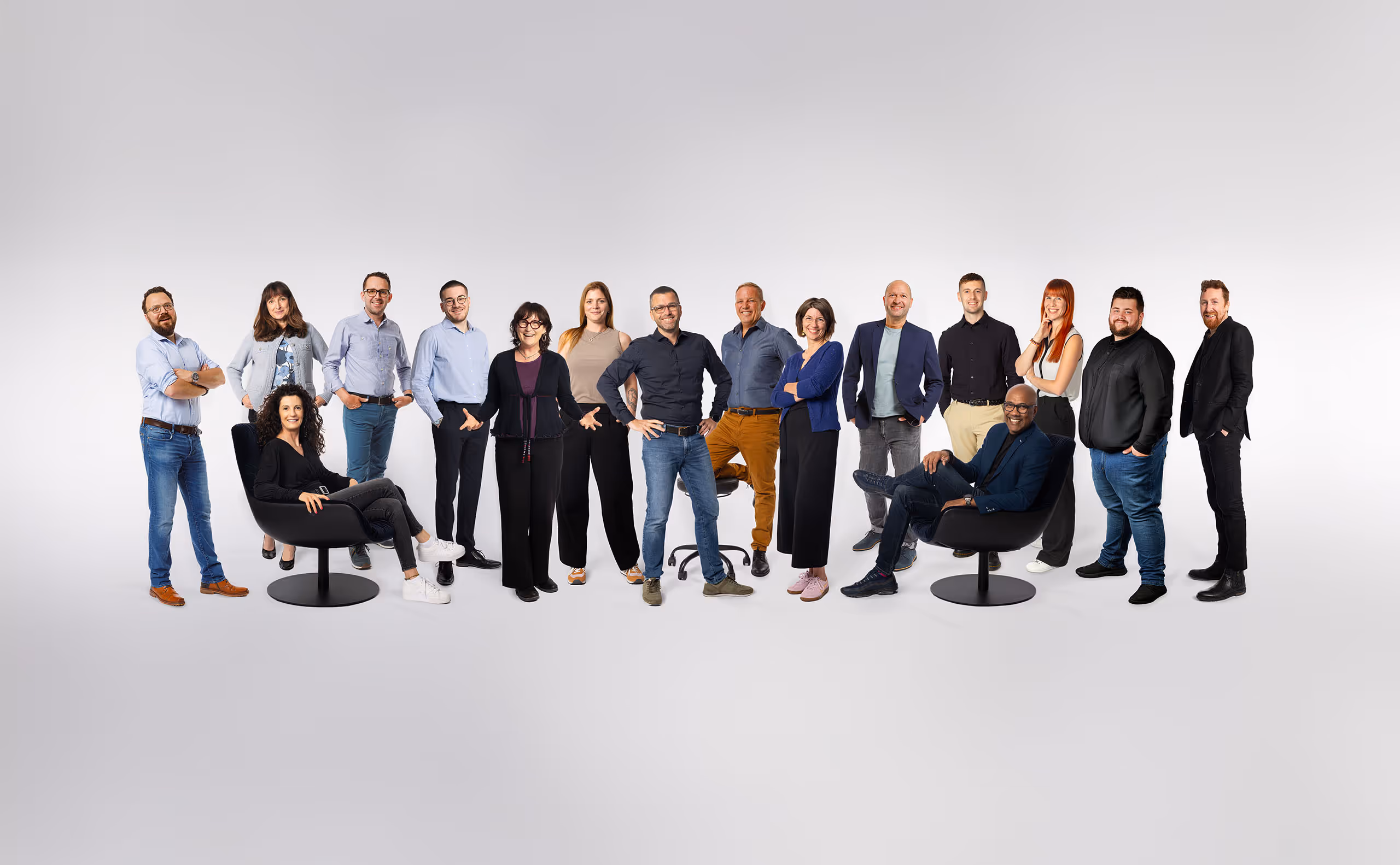 Formal shot of Vantage Core Team standing and sitting.