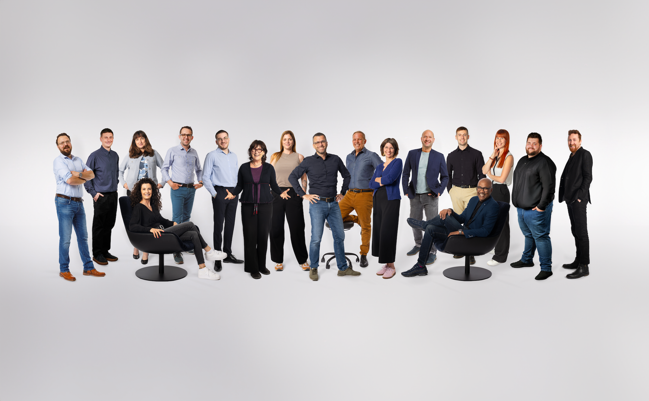 Formal shot of Vantage Core Team standing and sitting.