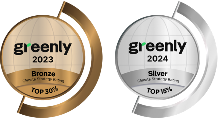 Badges from Greenly for 2023 and 2024