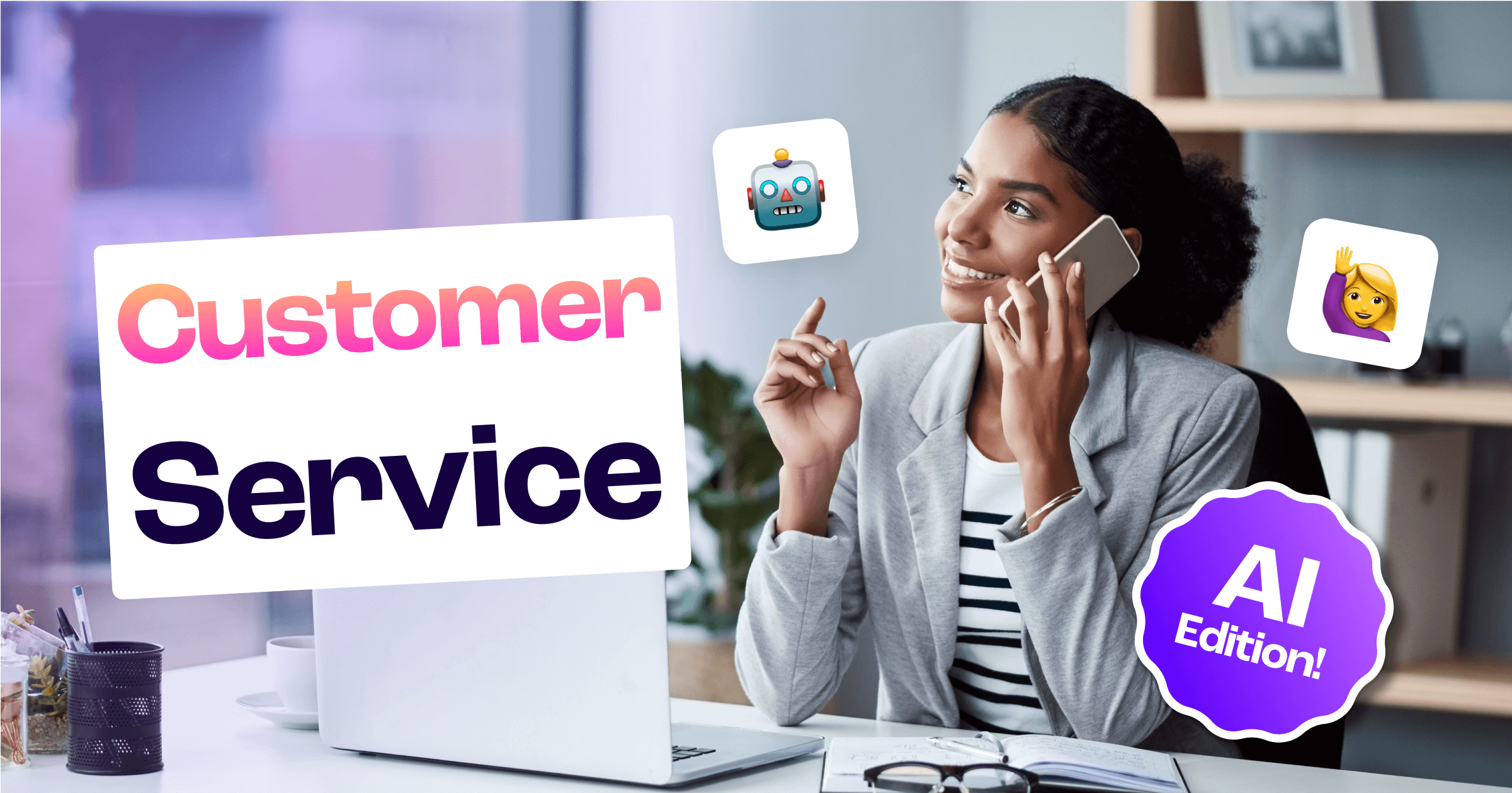 customer support rep on a phone call 
